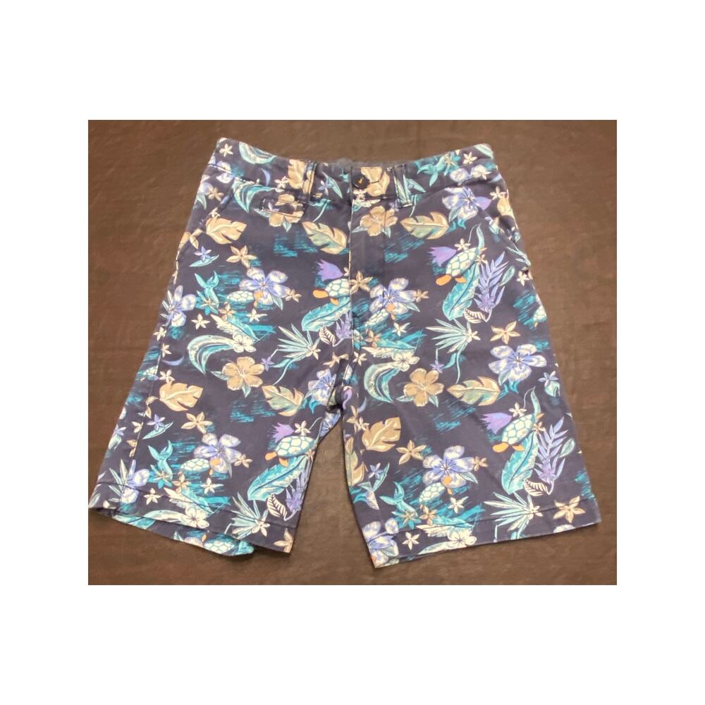 Sovereign Code Tropical Hawaiian Turtle Print Boys Shorts Med 10-12 Blue Summer